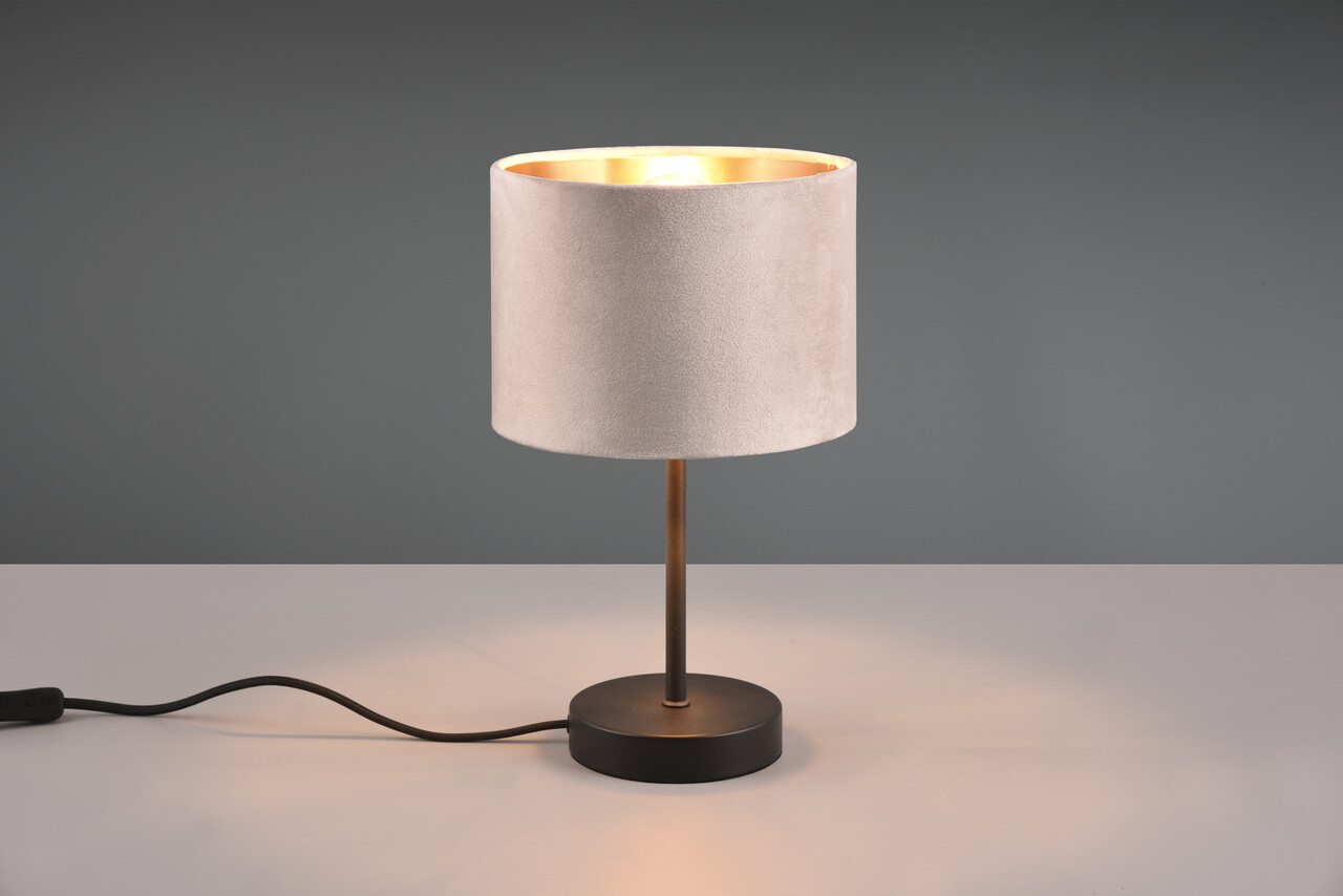 Lampa de masa Julieta, TRIO, 20x33 cm, 40W, 1x E27, metal/textil, negru/bej - imagine 4